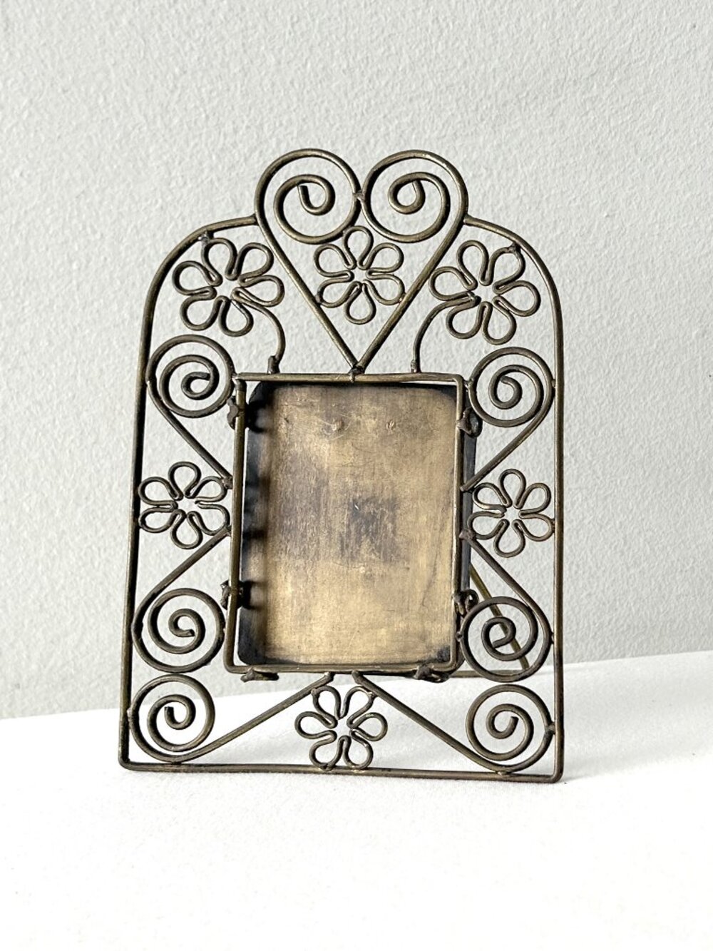 Metal Wire Picture Frame Flowers Spiral Arched Top Orante Art Nouveau Victorian